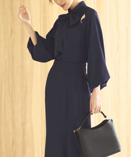 ボリュームスリーブボウタイブラウス＆マーメイドスカートセットアップ「CSU1212」 トップス スカート 7号 9号 11号 13号 15号