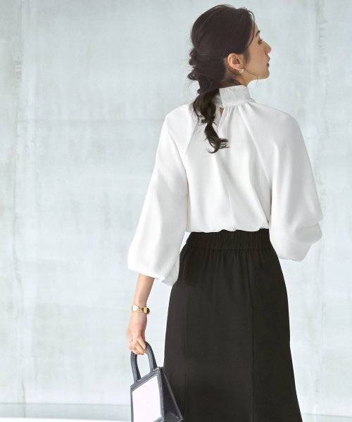 ボリュームスリーブボウタイブラウス＆マーメイドスカートセットアップ「CSU1212」 トップス スカート 7号 9号 11号 13号 15号