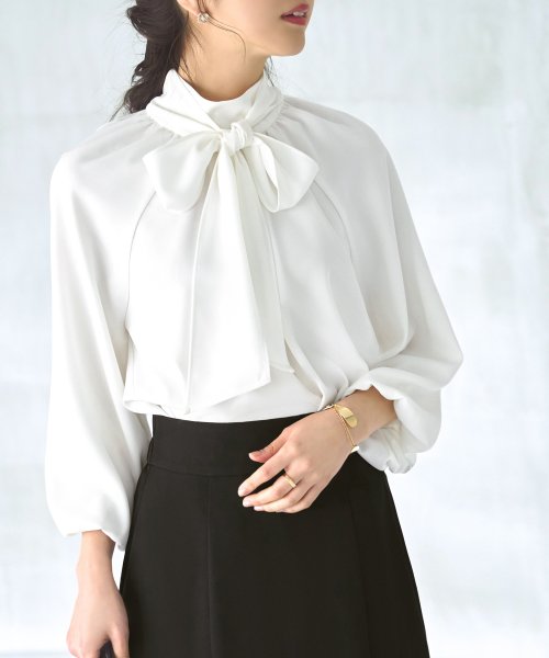 ボリュームスリーブボウタイブラウス＆マーメイドスカートセットアップ「CSU1212」 トップス スカート 7号 9号 11号 13号 15号