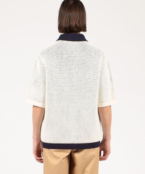 CABaN コットンナイロン ハンドクロシェポロカーディガン 