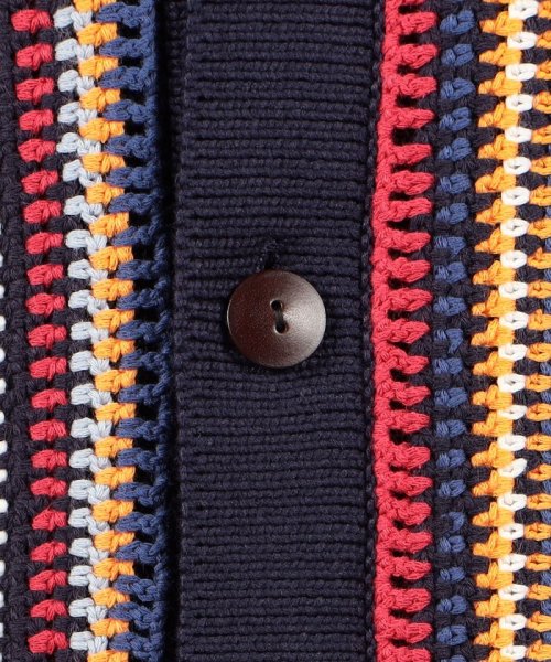 CABaN コットンナイロン ハンドクロシェポロカーディガン 