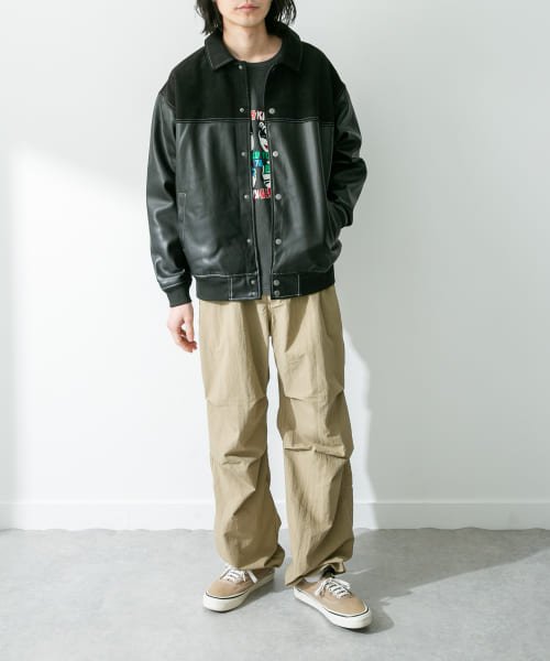 URBAN RESEARCH Sonny Label(アーバンリサーチサニーレーベル)/異素材切替フェイクレザーブルゾン/img12