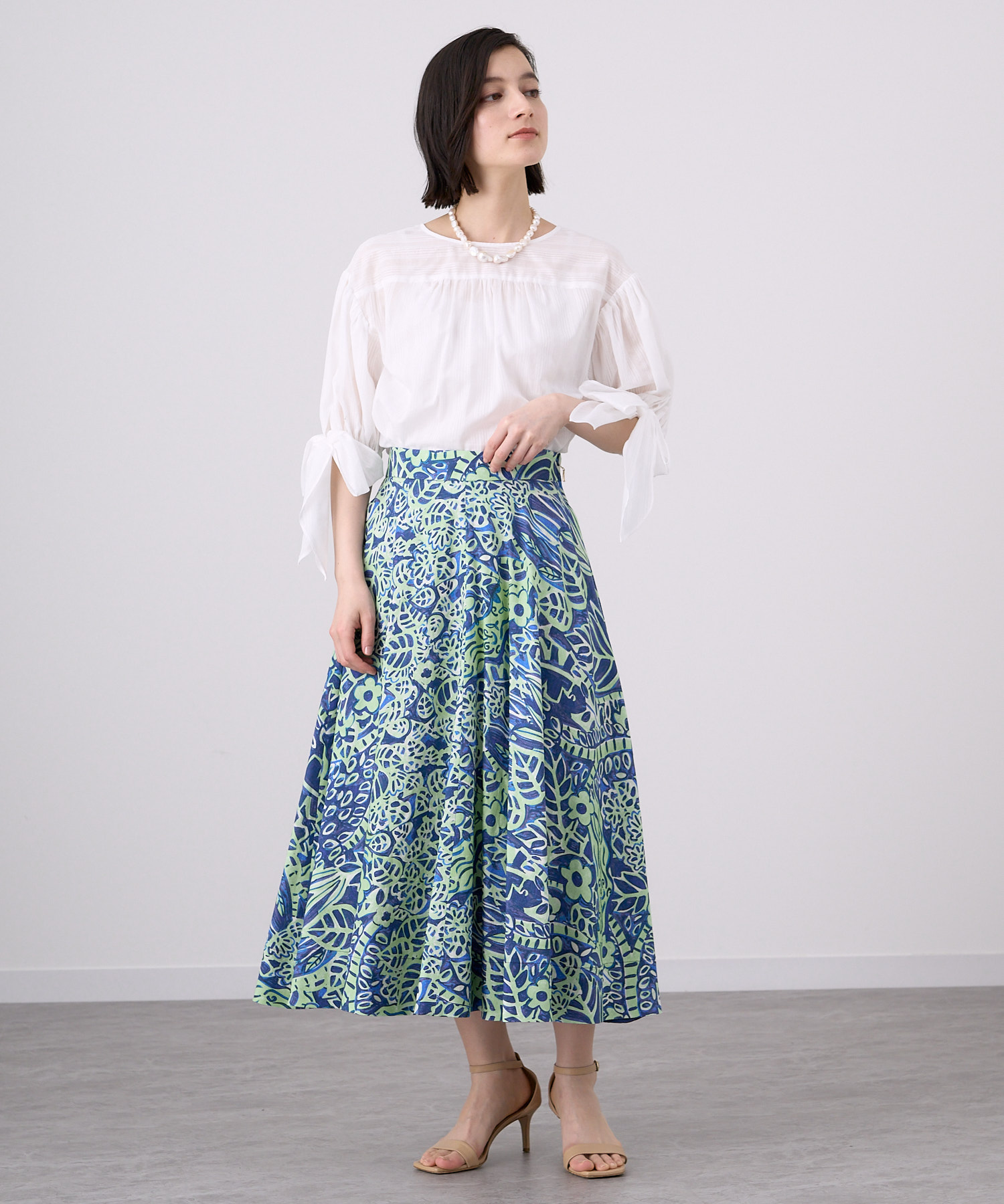 ANAYI フラワーレース ドットプリント フレアスカート 新品未使用品 