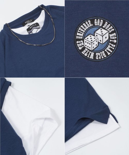 1111clothing(ワンフォークロージング)/ベスト Tシャツ セット メンズ スウェットベスト レディース アンサンブル レイヤード サイコロ ダイス 刺繍 ワッペン アップリケ 半袖 トップス/img04