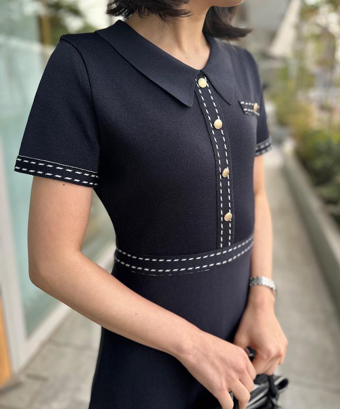 セール】《大きいサイズ》ポロ衿ニットワンピース 《M Maglie le