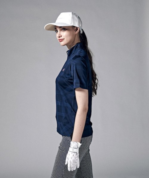 Munsingwear(マンシングウェア)/サンスクリーンチェック柄ジャカードジップアップ半袖シャツ(吸汗速乾/UV CUT(UPF15)【アウトレット】/img05