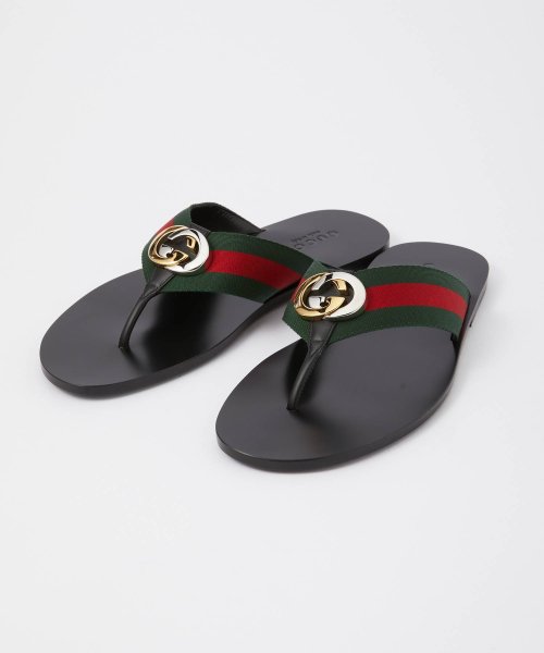 GUCCI(グッチ)/グッチ GUCCI 630307 H9020 サンダル メンズ シューズ トングサンダル ウェブ付き レザー クラシカル フラット ストライプ ストラップ プレ/img01