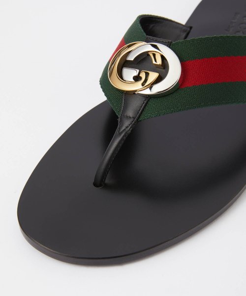 GUCCI(グッチ)/グッチ GUCCI 630307 H9020 サンダル メンズ シューズ トングサンダル ウェブ付き レザー クラシカル フラット ストライプ ストラップ プレ/img05