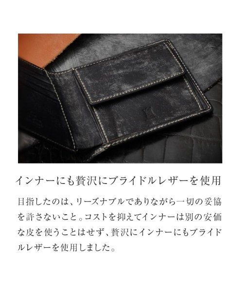 GUIONNET(GUIONNET)/GUIONNET 二つ折り財布 Bridle leather wallet ギオネ ブライドルレザー メンズ pg－202/img09