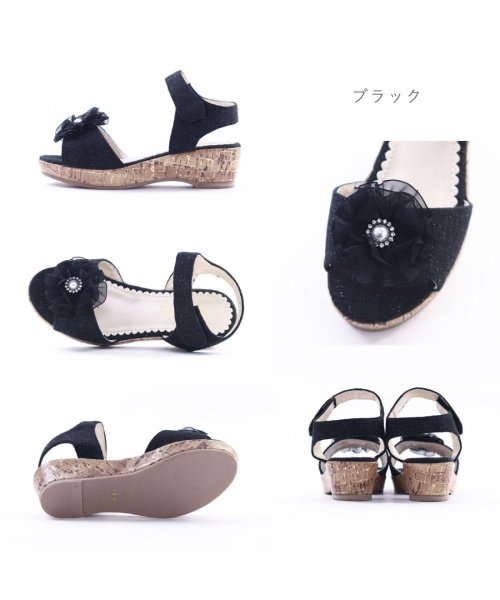 FOOT PLACE(フットプレイス)/mongmong キッズ ジュニア 女の子 サンダル 厚底サンダル 子供靴 ヒール お花 コサージュ 軽量 マジックテープ ウエッジソール SM－5129/img08