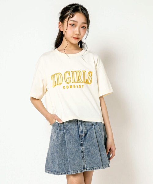 ZIDDY(ジディー)/立体ロゴ刺繍ショート丈Tシャツ(130~160cm)/img02