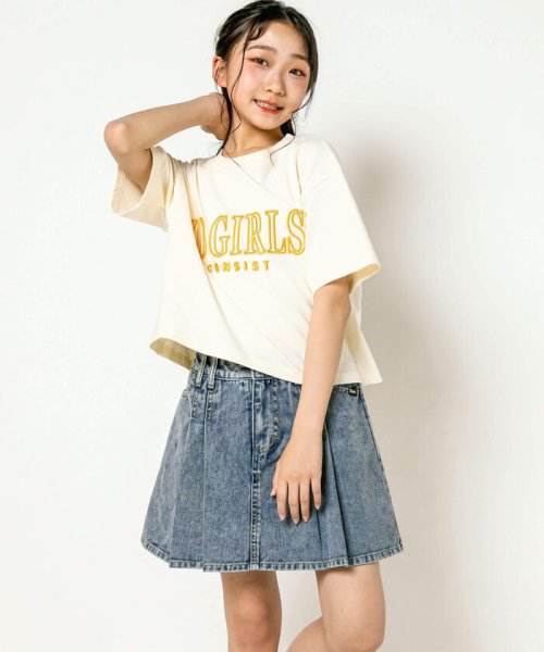 ZIDDY(ジディー)/立体ロゴ刺繍ショート丈Tシャツ(130~160cm)/img03