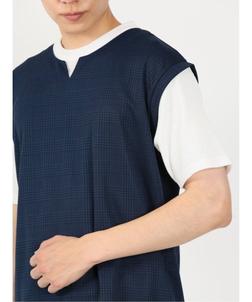 TAKA-Q(タカキュー)/フェイクレイヤード キーネック 半袖 メンズ Tシャツ カットソー カジュアル インナー ビジネス ギフト プレゼント/img08