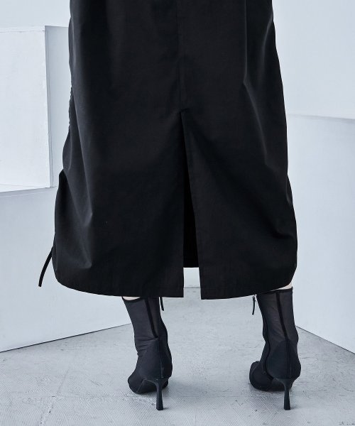 Fashion Letter(ファッションレター)/サイドシャーリング ノースリーブワンピース ワンピース ロングスカート オールインワン  タンクトップ ドレス 無地 シンプル 韓国ファッション ノースリーブ /img25