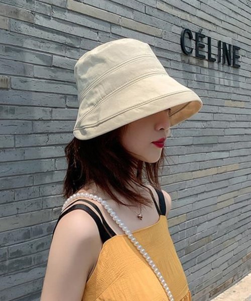 SEU(エスイイユウ)/折りたためるサマーハット つば広 小顔 紫外線対策 バケットハット 帽子 おしゃれ 韓国ファッション/img16