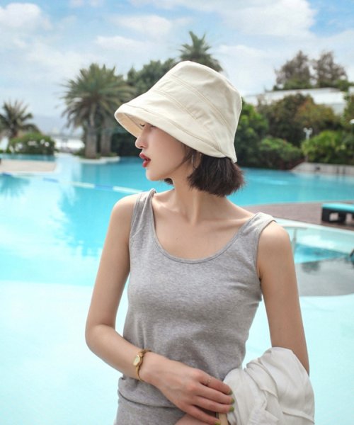 SEU(エスイイユウ)/折りたためるサマーハット つば広 小顔 紫外線対策 バケットハット 帽子 おしゃれ 韓国ファッション/img24