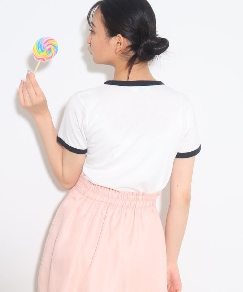 PINK-latte(ピンク　ラテ)/Y2K気分♪配色リンガー刺繍Tシャツ/img09
