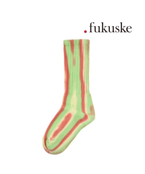 dotfukuske(．ｆｕｋｕｓｋｅ)/福助 公式 靴下 レディース . fukuske (ドットフクスケ) 足底パイル タイダイストライプ染め ハイクルー丈 00s3j026<br>婦人 女性 フク/img01