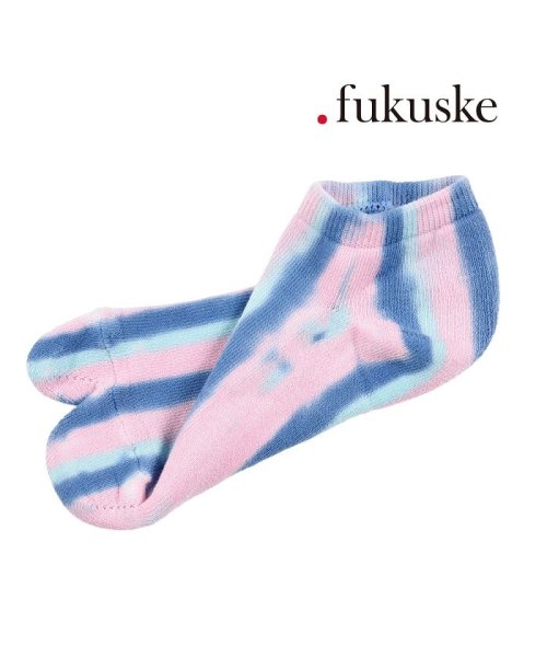 dotfukuske(．ｆｕｋｕｓｋｅ)/福助 公式 靴下 レディース . fukuske (ドットフクスケ) 足底パイル タイダイストライプ染め 足袋型スニーカー丈 11s3j030<br>婦人 女性/img01