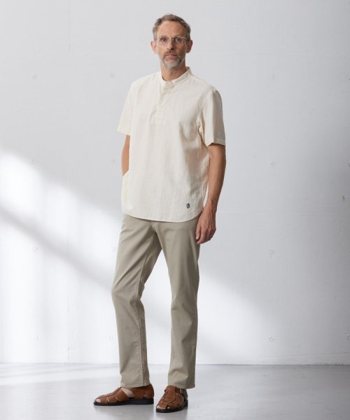 J.PRESS MENS(J．プレス　メンズ)/【HYBRID LINEN】ドビーストライプ バンドカラーラガーシャツ/img01