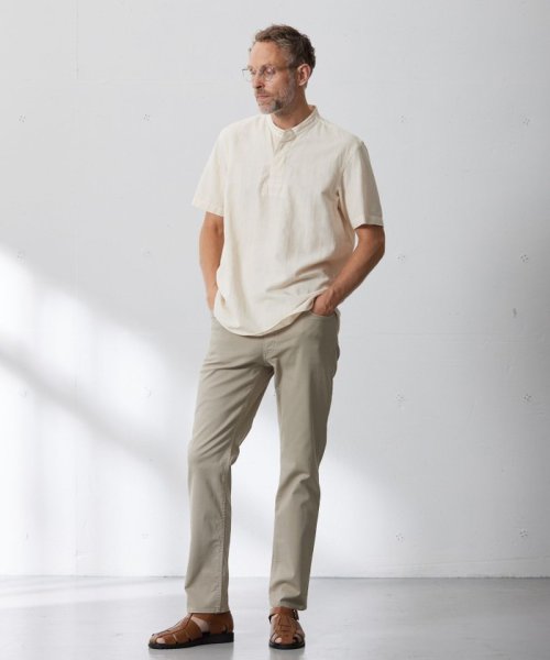 J.PRESS MENS(J．プレス　メンズ)/【HYBRID LINEN】ドビーストライプ バンドカラーラガーシャツ/img02