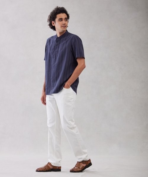 J.PRESS MENS(J．プレス　メンズ)/【HYBRID LINEN】ドビーストライプ バンドカラーラガーシャツ/img07