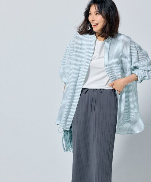 NIJYUSANKU（SMALL SIZE）(23区（小さいサイズ）)/【WEB限定カラーあり/洗える】LIBECO バンドカラー ビッグシルエット シャツ/img19