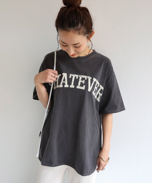 and　Me...(アンドミー)/ピグメント加工半袖WHATEVERかすれロゴプリントTシャツ トップス/img69