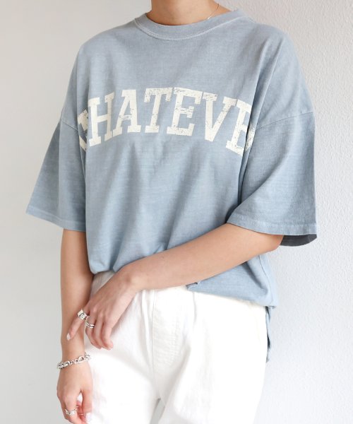 and　Me...(アンドミー)/ピグメント加工半袖WHATEVERかすれロゴプリントTシャツ トップス/img71