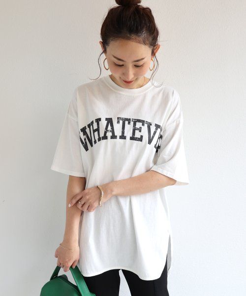 and　Me...(アンドミー)/ピグメント加工半袖WHATEVERかすれロゴプリントTシャツ トップス/img73