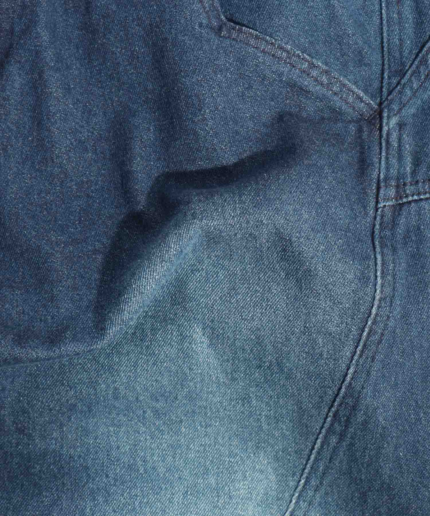 ロールアップキノコ柄 デニムサルエルパンツ