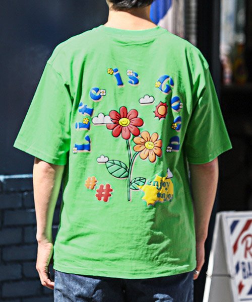 LUXSTYLE(ラグスタイル)/フラワーグラフィック発泡プリント半袖Tシャツ/Tシャツ メンズ 半袖 グラフィック ロゴ フラワー 発泡プリント/img01