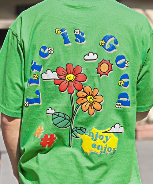 LUXSTYLE(ラグスタイル)/フラワーグラフィック発泡プリント半袖Tシャツ/Tシャツ メンズ 半袖 グラフィック ロゴ フラワー 発泡プリント/img12