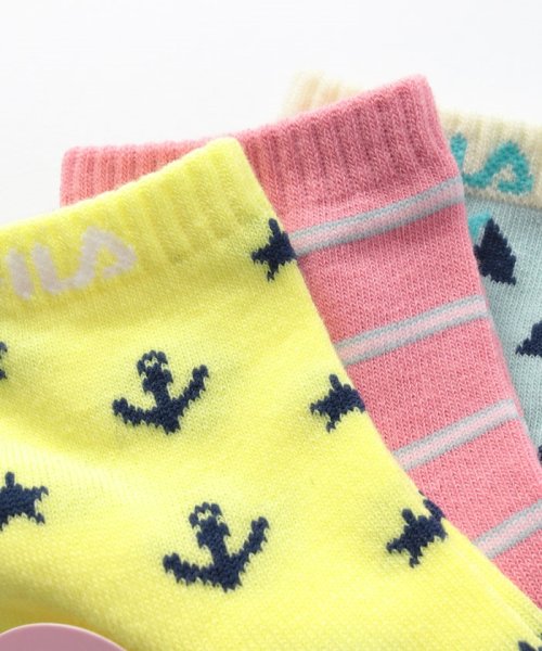 FILA socks Kids(フィラ　ソックス　キッズ)/【キッズ】マリン柄 ショートソックス 3足組 ガールズ/img01
