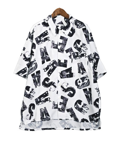 LUXSTYLE(ラグスタイル)/アルファベット総柄半袖ビッグシャツ/半袖シャツ メンズ レディース 半袖 総柄 アルファベット ビッグシルエット/img06