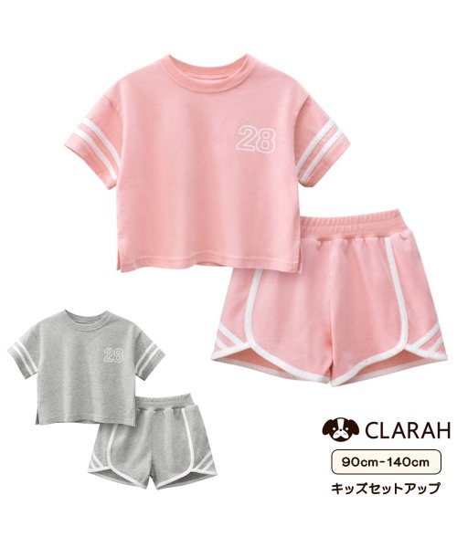 CLARAH　kids(クララキッズ)/キッズ セットアップ スポーティ 上下セット 半袖 ショートパンツ 女の子 ガール 旅行 海水浴 プール /img01