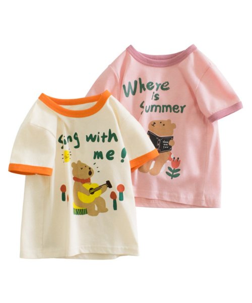CLARAH　kids(クララキッズ)/キッズ Tシャツ 4カラー 半袖 女の子 ピンク オレンジ グリーン ホワイト /img04