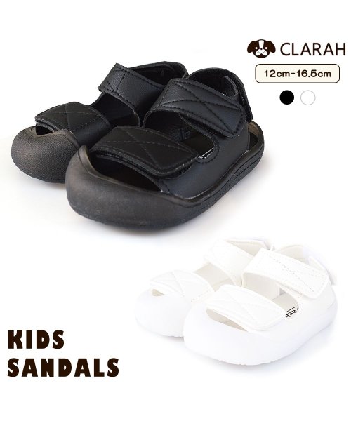 CLARAH　kids(クララキッズ)/キッズ ベビー サンダル マジックテープ ベルクロ レザー風 靴 ファーストシューズ 1歳児 1歳児半 赤ちゃん 子供靴 水陸両用 ベビーサンダル 女の子 男の/img01