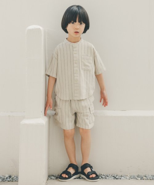 THE SHOP TK（KID）(ザ　ショップ　ティーケー（キッズ）)/【110－150】麻混ストライプハーフパンツ/img04