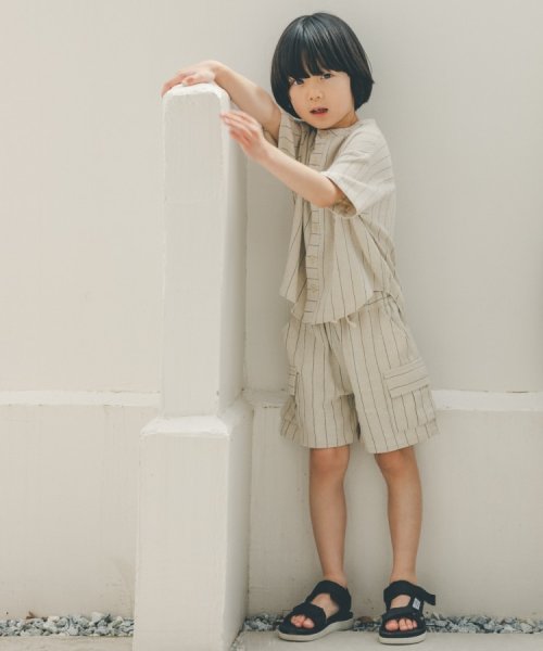 THE SHOP TK（KID）(ザ　ショップ　ティーケー（キッズ）)/【110－150】麻混ストライプハーフパンツ/img05