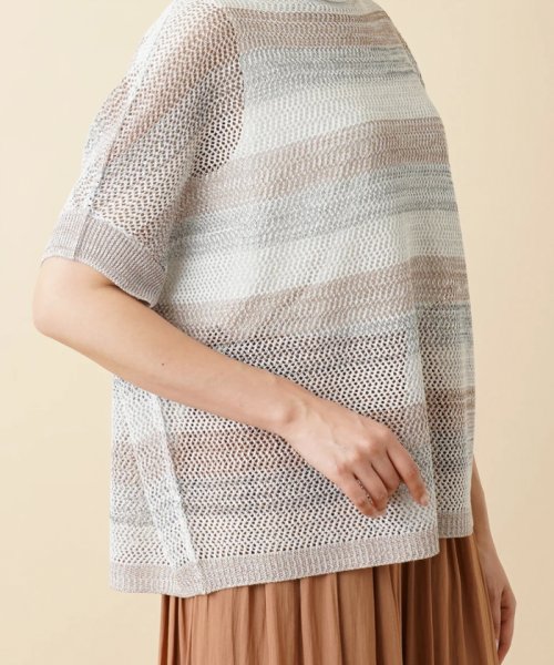 Leilian PLUS HOUSE(レリアンプラスハウス)/ボーダードルマンメッシュニット【LE TRICOT PERUGIA】/img09