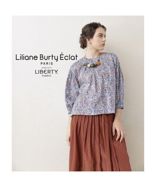 Liliane Burty ECLAT(リリアンビューティエクラ)/【S・Mサイズ】リバティ　衿ぐりタックプルオーバーブラウス/img09