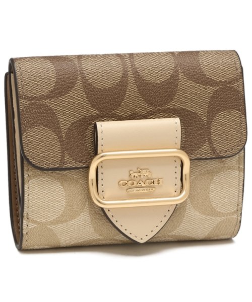 COACH(コーチ)/コーチ アウトレット 二つ折り財布 シグネチャー ミニ財布 ブラウン ベージュ レディース COACH CH387 IMU4V/img01