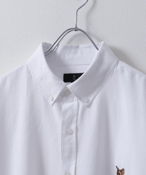 ZIP FIVE(ジップファイブ)/動物刺繍半袖オックスフォードボタンダウンシャツ/img01