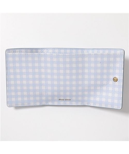 MIUMIU(ミュウミュウ)/【MIUMIU(ミュウミュウ)】三つ折り財布 MADRAS マドラス 5MH021 54V レディース レザー ギンガムチェック ミニ財布 豆財布 小銭入れ付き/img06