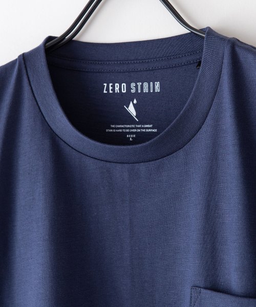 JEANS MATE(ジーンズメイト)/【ZEROSTAIN】着るだけで 汗染み対策 スラブ生地 胸ポケット付き クルーネックT 定番の 丸首/img22