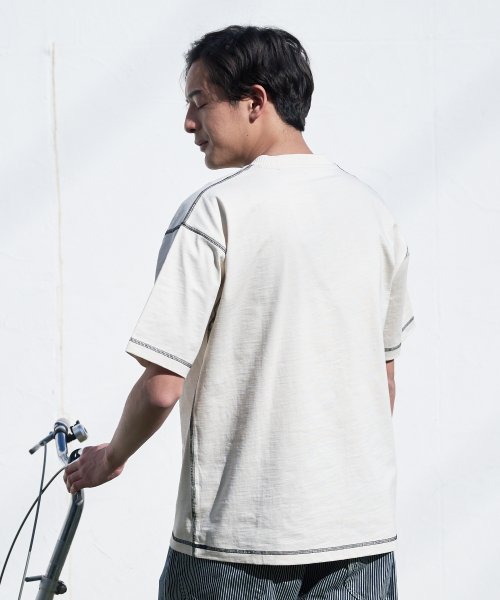 【ZEROSTAIN】着るだけで 汗染み対策 スラブ生地 ジャガードリブT 配色ステッチ 人気・おすすめ｜使いやすい・旅行におすすめ 品質保証 全国発送 日本国内発送・最短翌日お届け