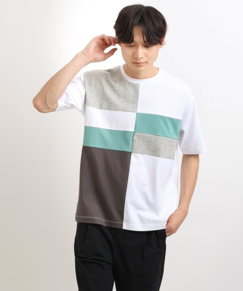 a.v.v (MEN)(アー・ヴェ・ヴェメンズ)/【S－XXL】パッチワーク切り替えTシャツ/img01