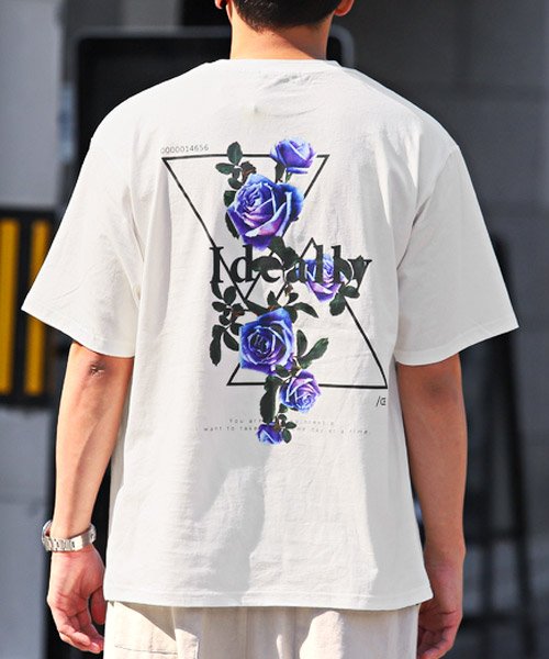 LUXSTYLE(ラグスタイル)/フラワープリント半袖ビッグTシャツ/Tシャツ 半袖 半袖Tシャツ 花柄 フラワー バックプリント メンズ/img01