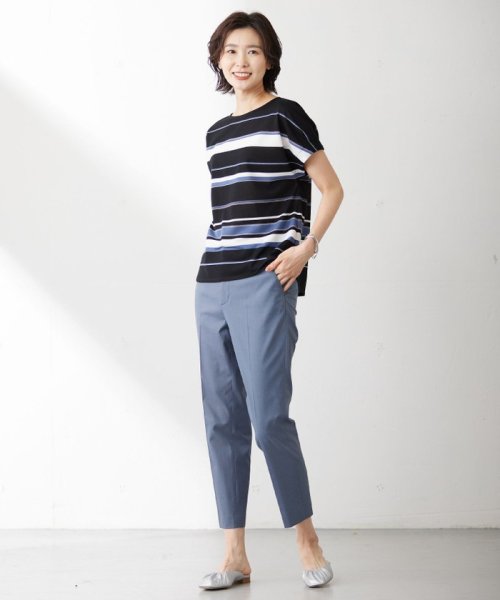 J.PRESS LADIES（LARGE SIZE）(J．プレス　レディス（大きいサイズ）)/パネルボーダー フレンチスリーブ カットソー/img01